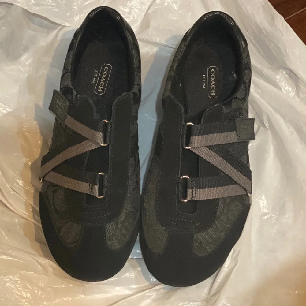 Coach Juli Monogram Signature Canvas/Leather Sneakers (Black/Gray) Size 9M - Picture 7 of 11